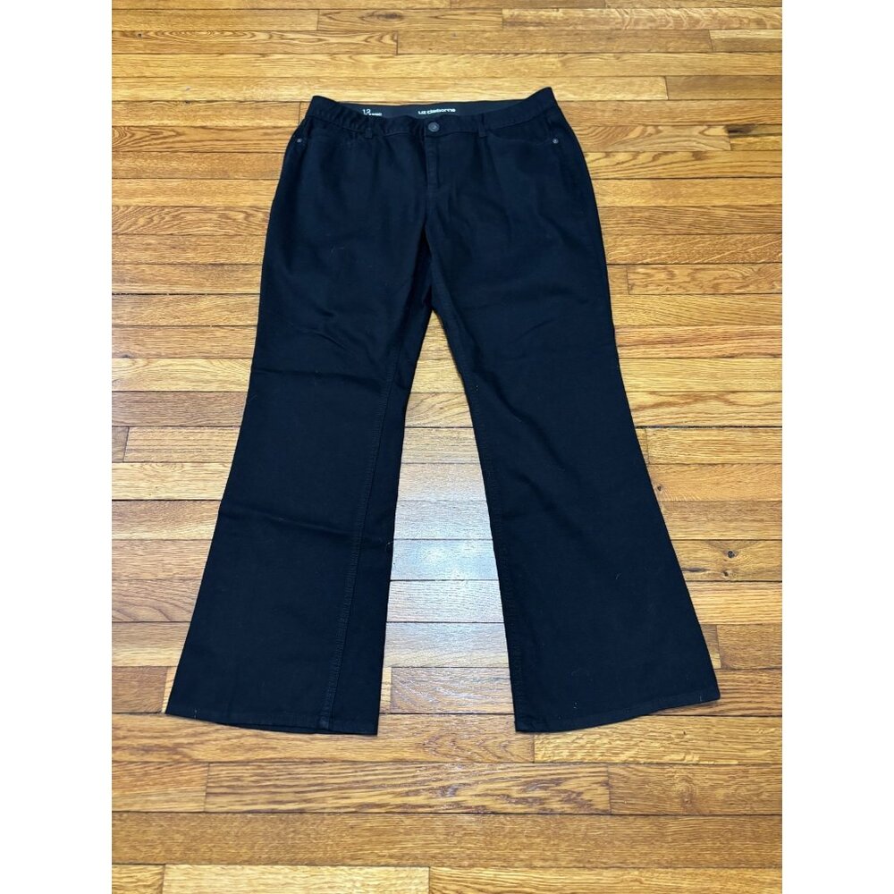 Liz Claiborne Womens Classic Bootcut Jeans Size 12 Black Denim Comfort Waistband
